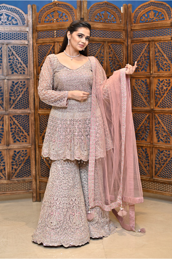 Pink Sharara on Rent