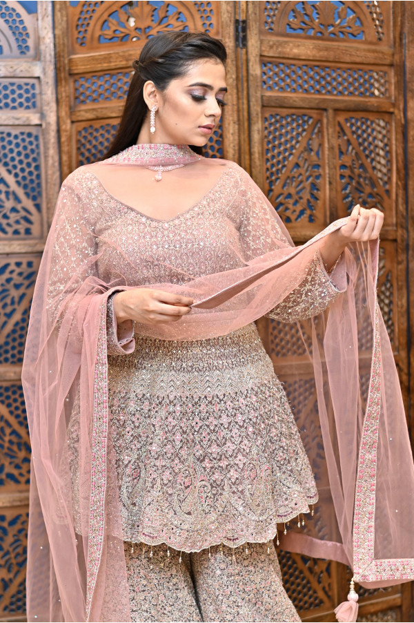 Pink Sharara on Rent