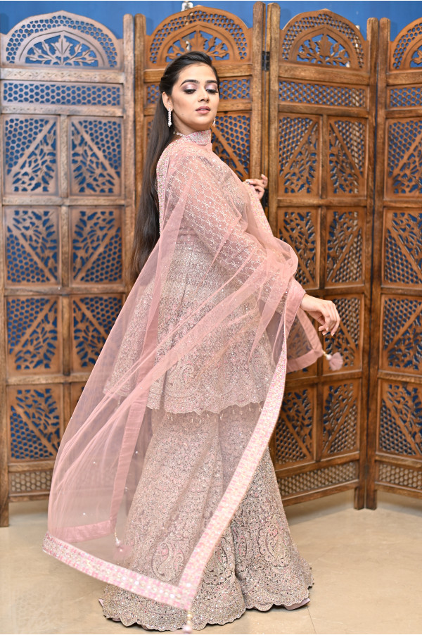 Pink Sharara on Rent