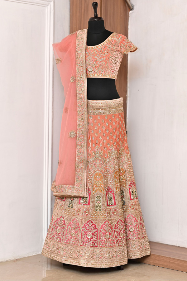 Pink Velvet Lehenga on Rent