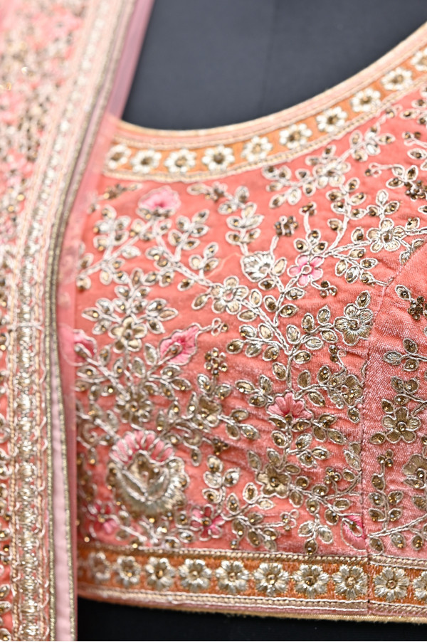 Pink Velvet Lehenga on Rent