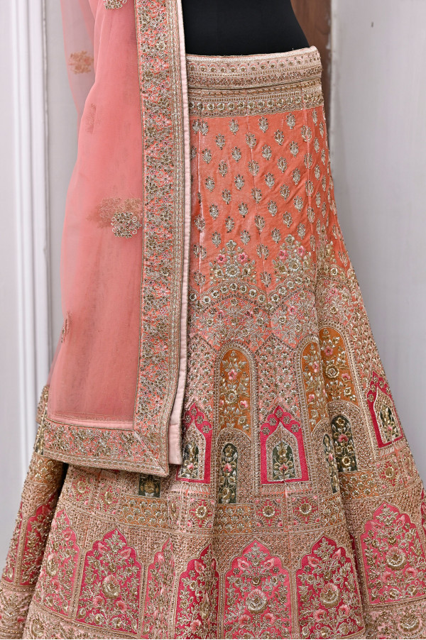 Pink Velvet Lehenga on Rent