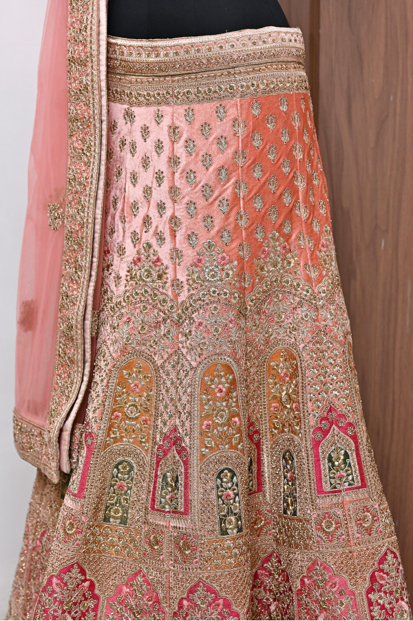 Pink Velvet Lehenga on Rent