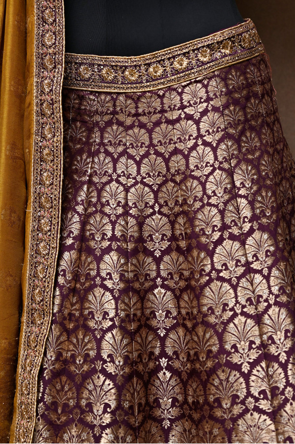 Purple Brocade Lehenga on Rent