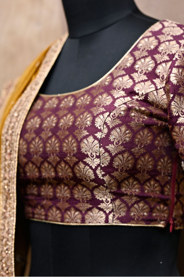 Purple Brocade Lehenga on Rent