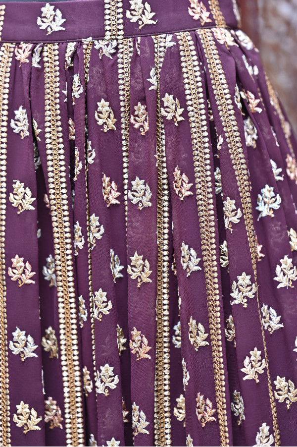 Purple Print Lehenga on Rent