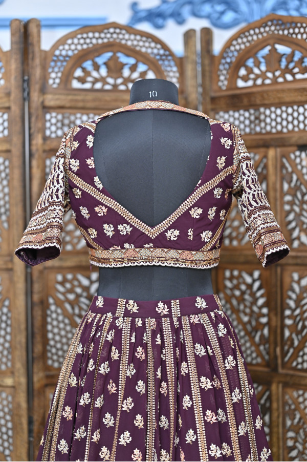 Purple Print Lehenga on Rent