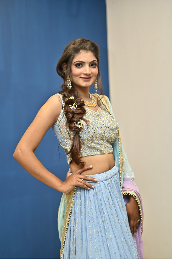  Sky Blue Party Wear Lehenga on Rent 