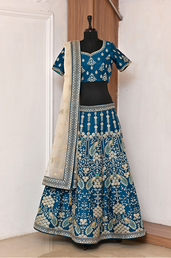 Peacock Green Lehenga on Rent