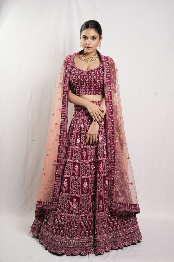 Maroon Lehenga on Rent