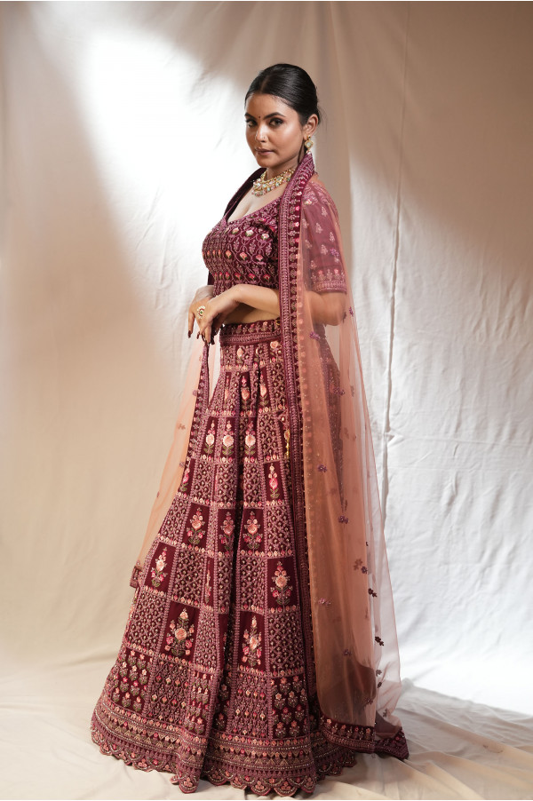 Maroon Lehenga on Rent