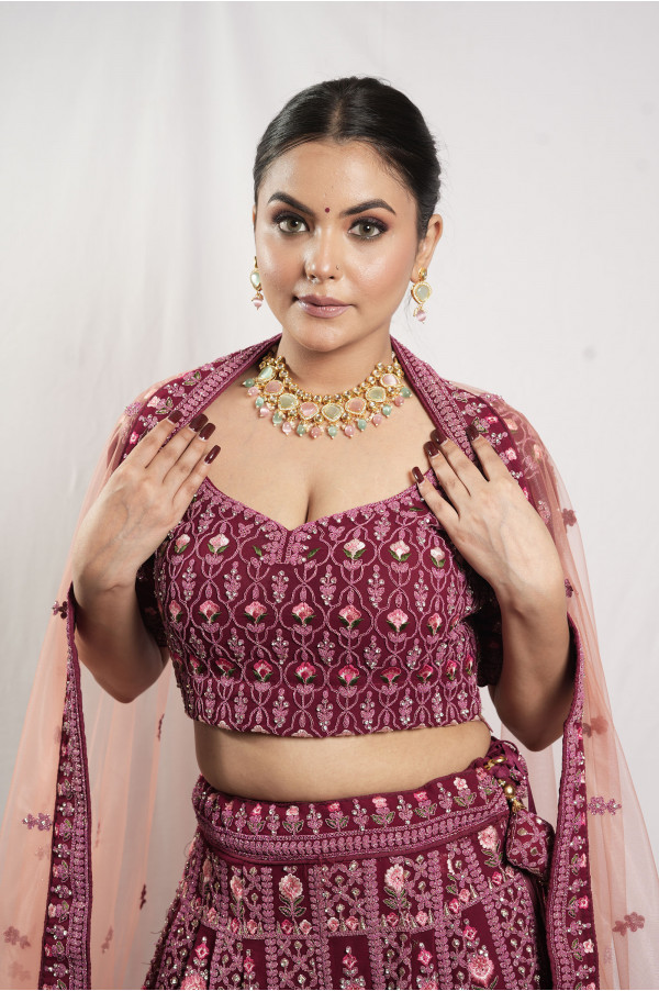 Maroon Lehenga on Rent