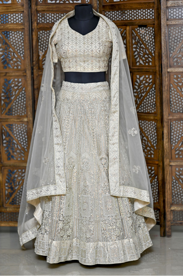 Gold Cream Lehenga on Rent