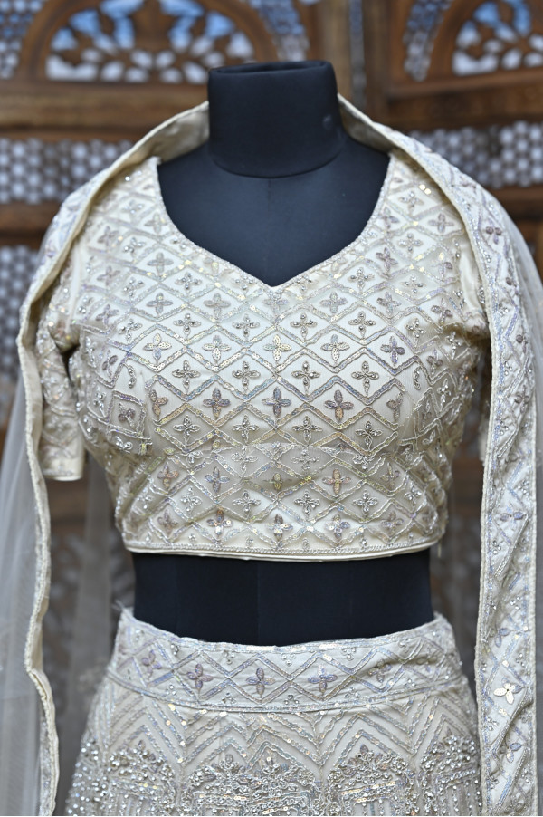 Gold Cream Lehenga on Rent