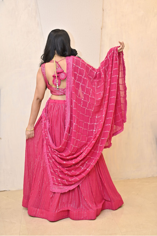 Magenta Party Wear Lehenga on Rent 