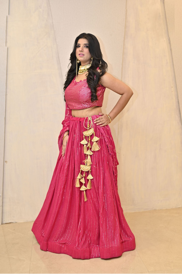 Magenta Party Wear Lehenga on Rent 