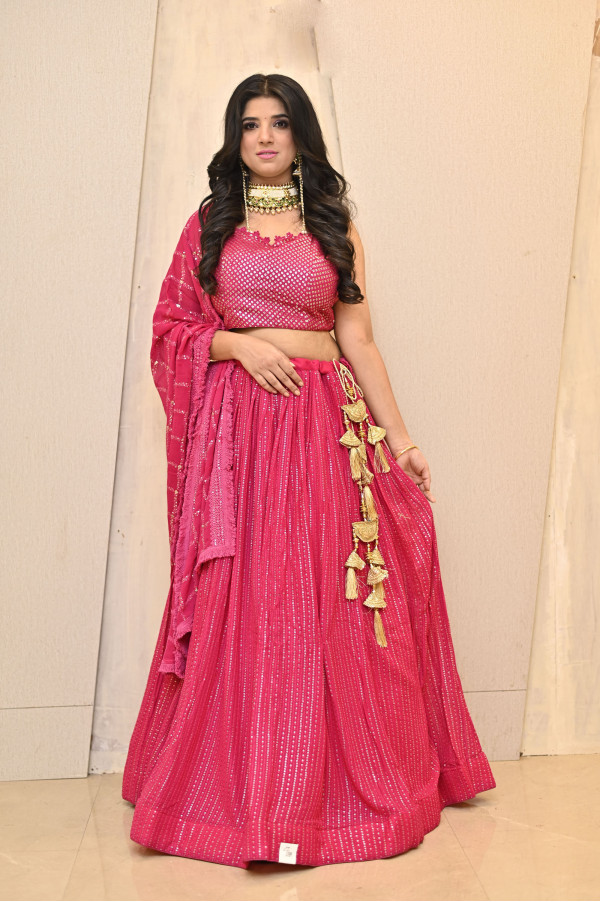 Magenta Party Wear Lehenga on Rent 