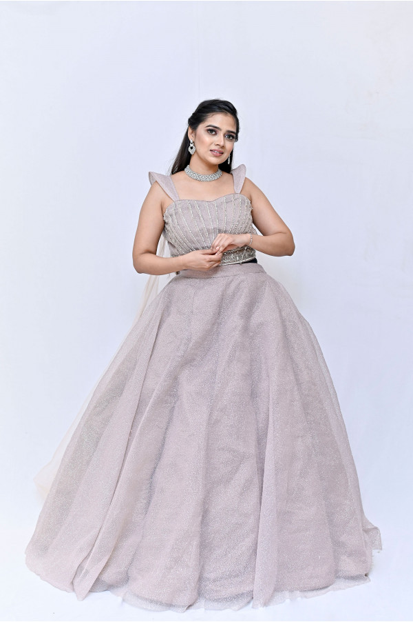 Grey Shimmer Lehenga on Rent