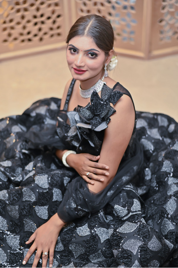 Black Party Wear Lehenga on Rent 