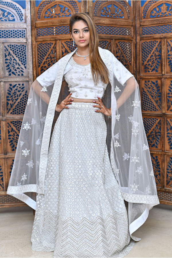 Off-White Lehenga on Rent