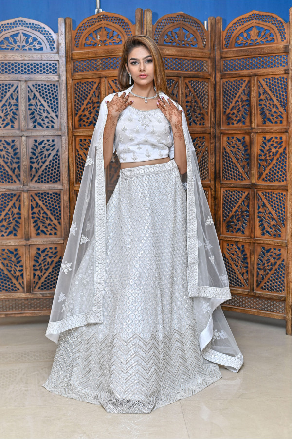 Off-White Lehenga on Rent