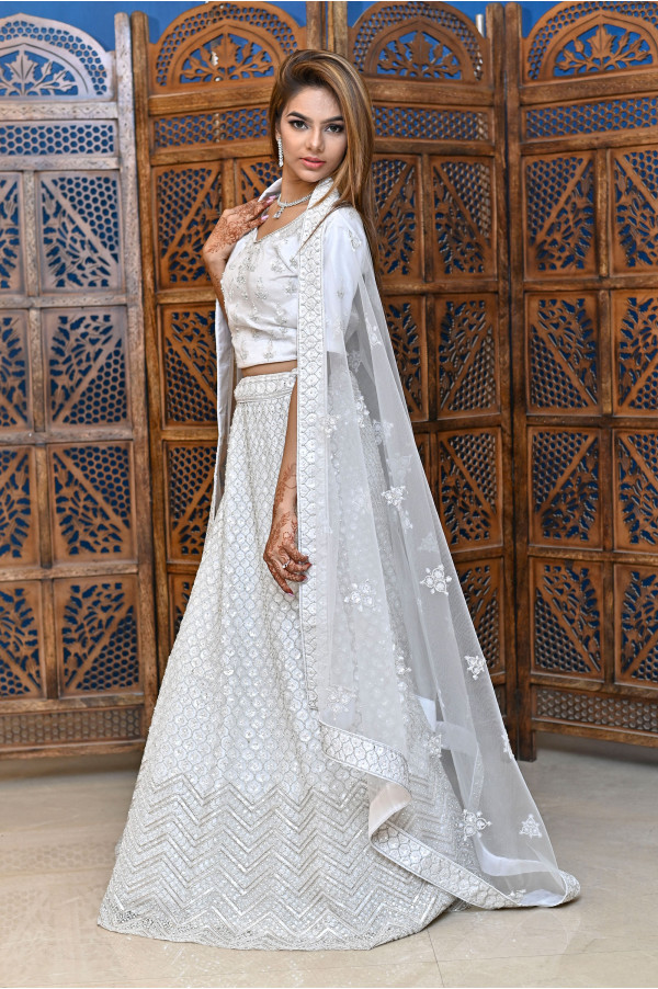 Off-White Lehenga on Rent