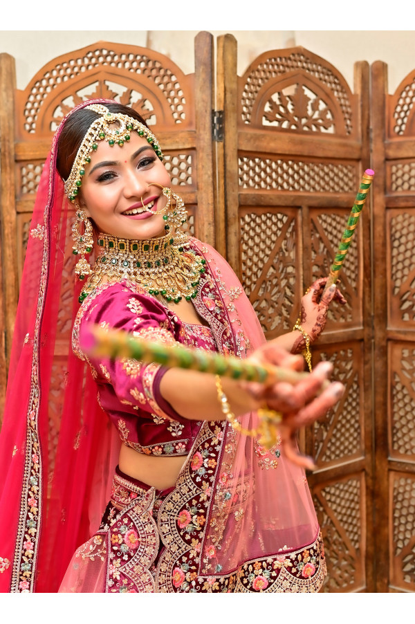 Purple Velvet Lehenga on Rent