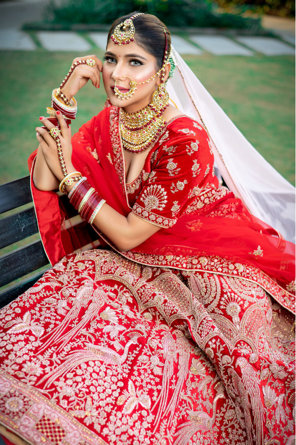 Red Bridal Lehenga on Rent