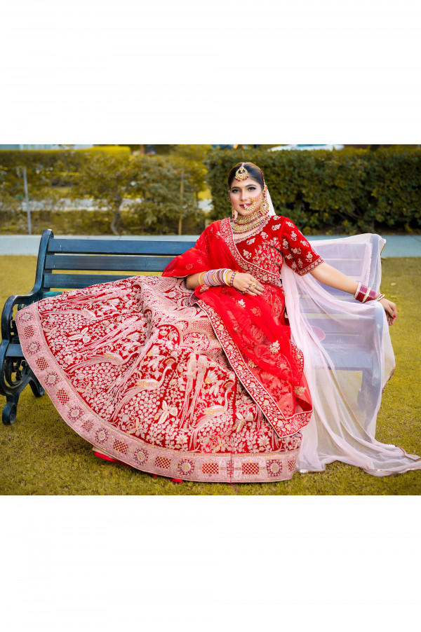 Red Bridal Lehenga on Rent