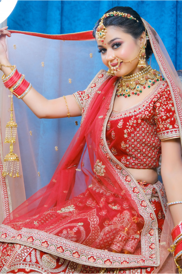 Maroon Bridal Lehenga on Rent