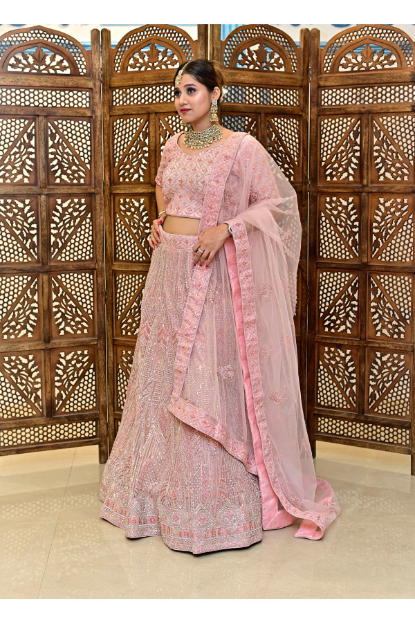 Pink Sequence Lehenga on Rent