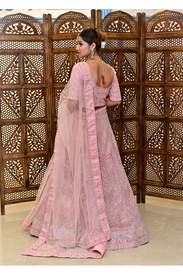 Pink Sequence Lehenga on Rent