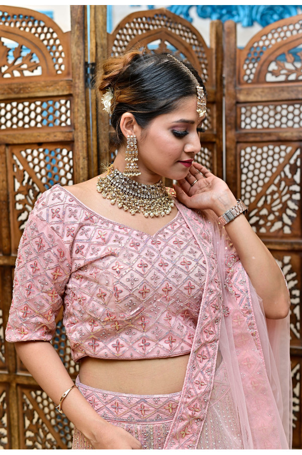 Pink Sequence Lehenga on Rent