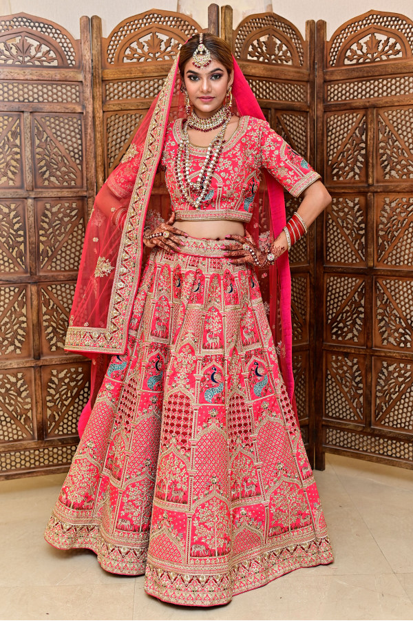 Pink Bridal Lehenga on Rent