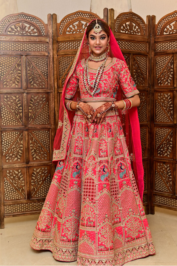 Pink Bridal Lehenga on Rent