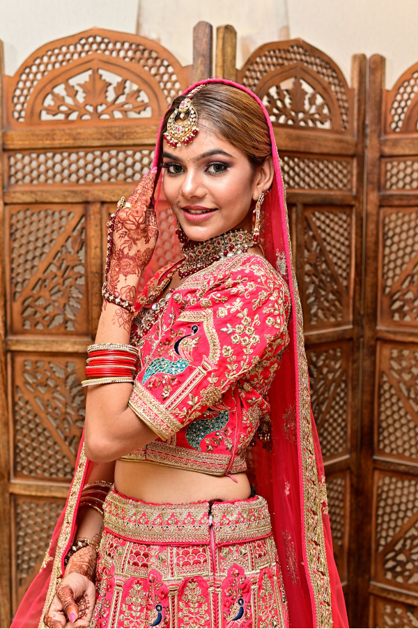 Pink Bridal Lehenga on Rent